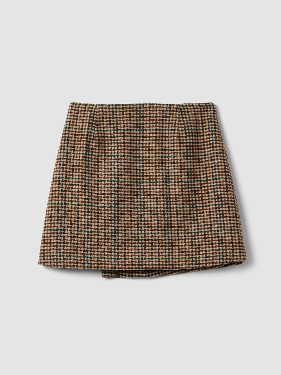 Brown wool-blend check skirt_2