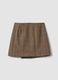 Brown wool-blend check skirt_3