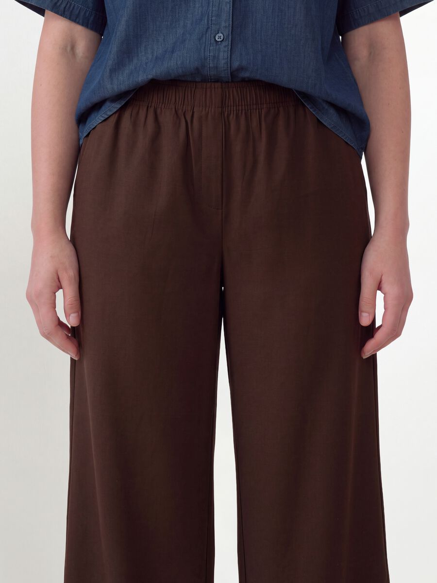 Brown wide-leg trousers in a viscose blend_3