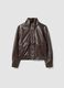Girls&rsquo; brown jacket with zip and high neck, oversized fit_0