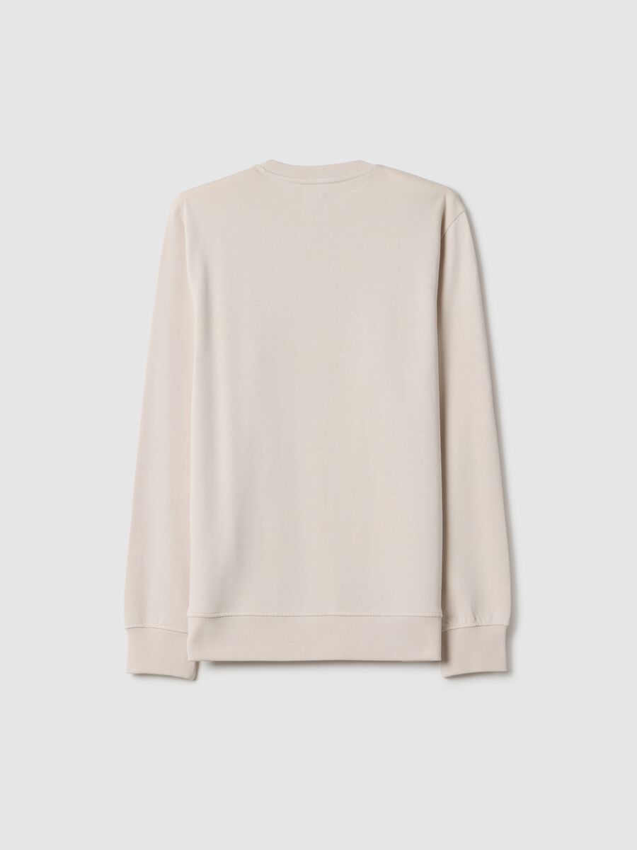 Beige crew-neck sweatshirt for boys in pure cotton regular fit with print_4