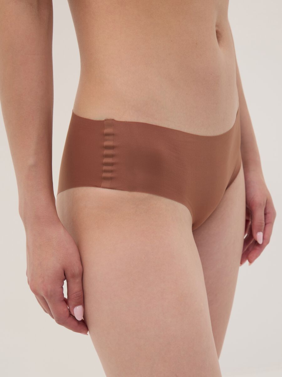 Brown regular-waist stretch microfibre hipster briefs_3