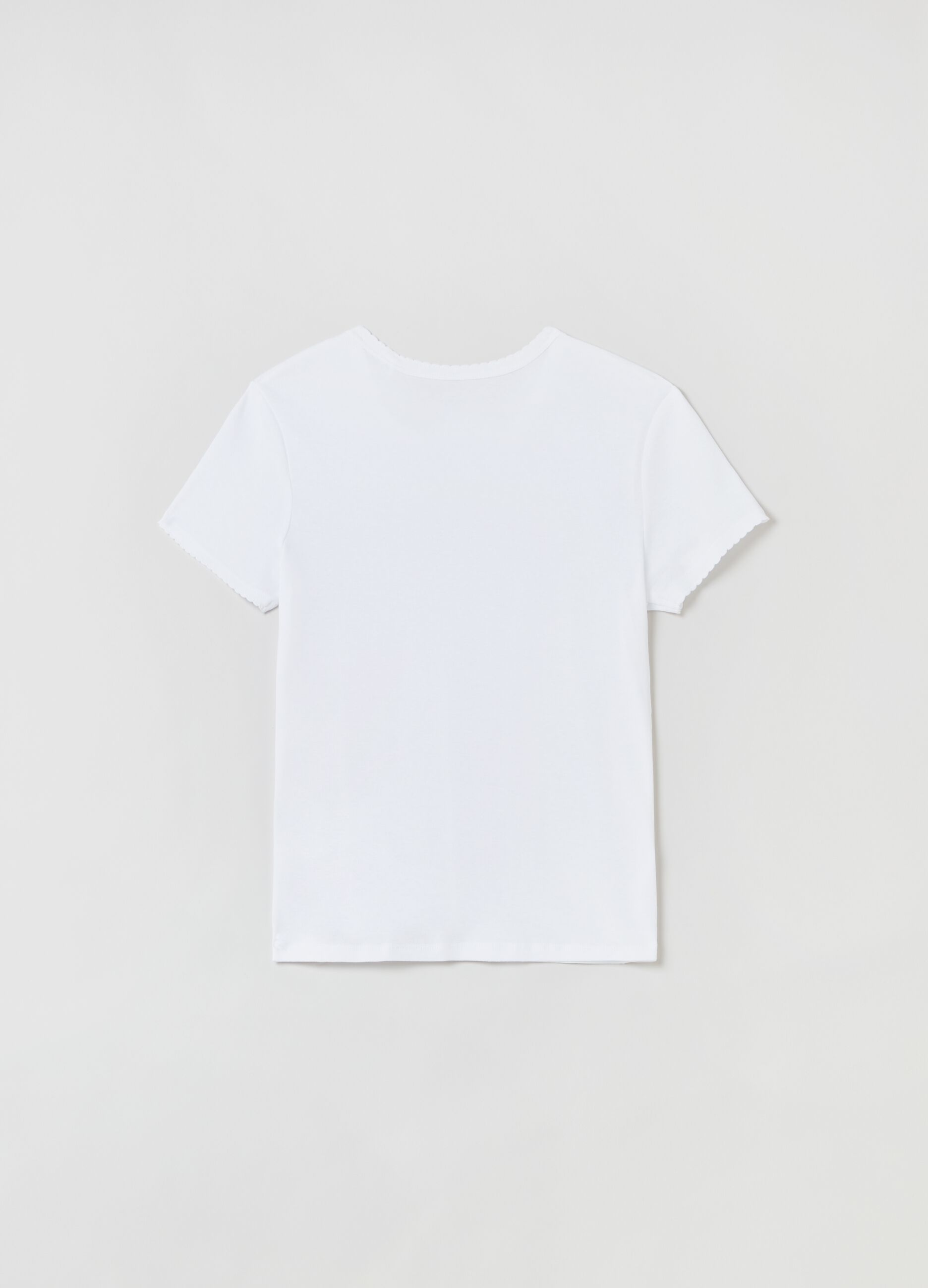 Camiseta de algodón con ribetes ondulados