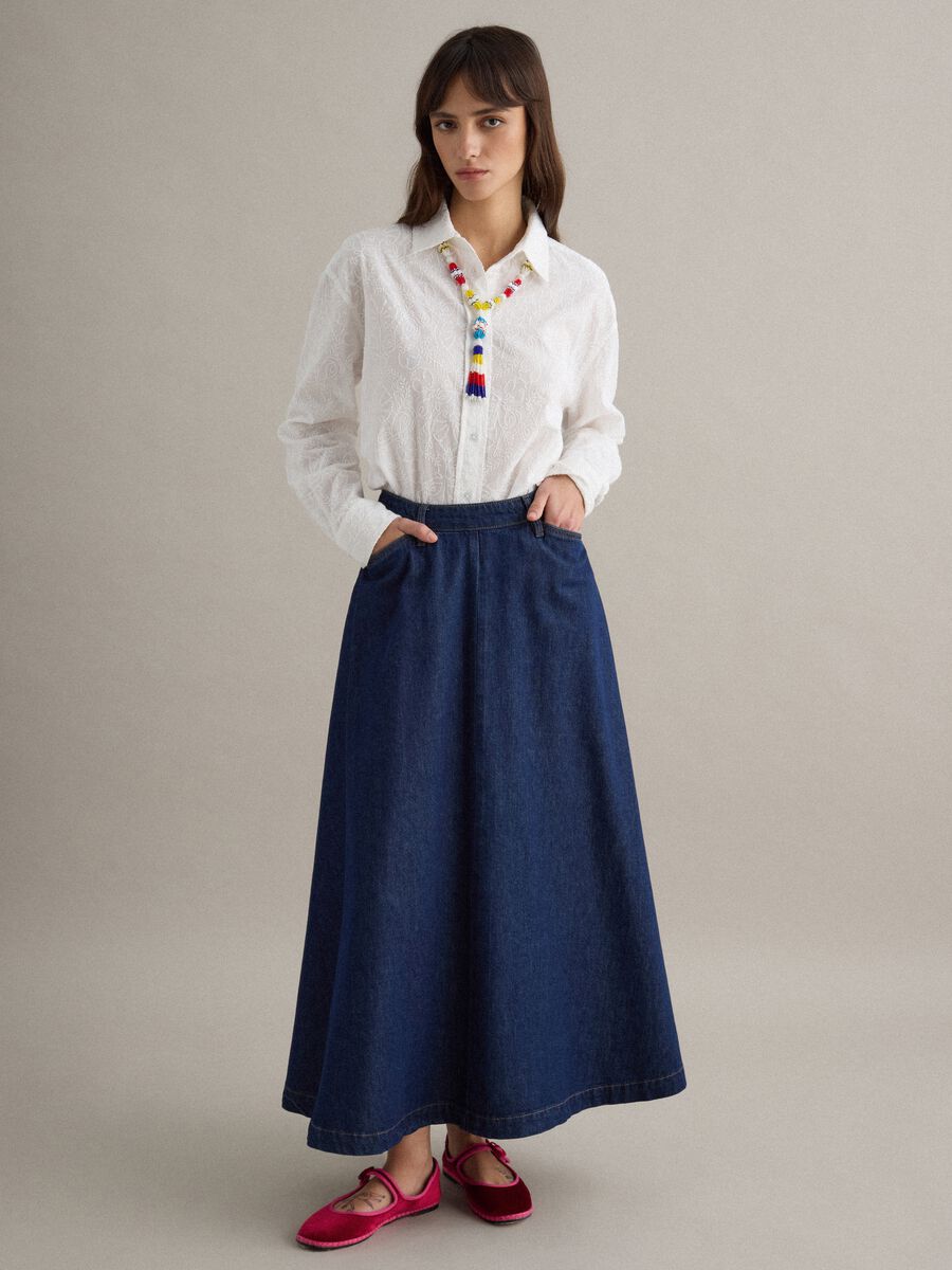 Oversized fit white pure cotton sangallo shirt_2