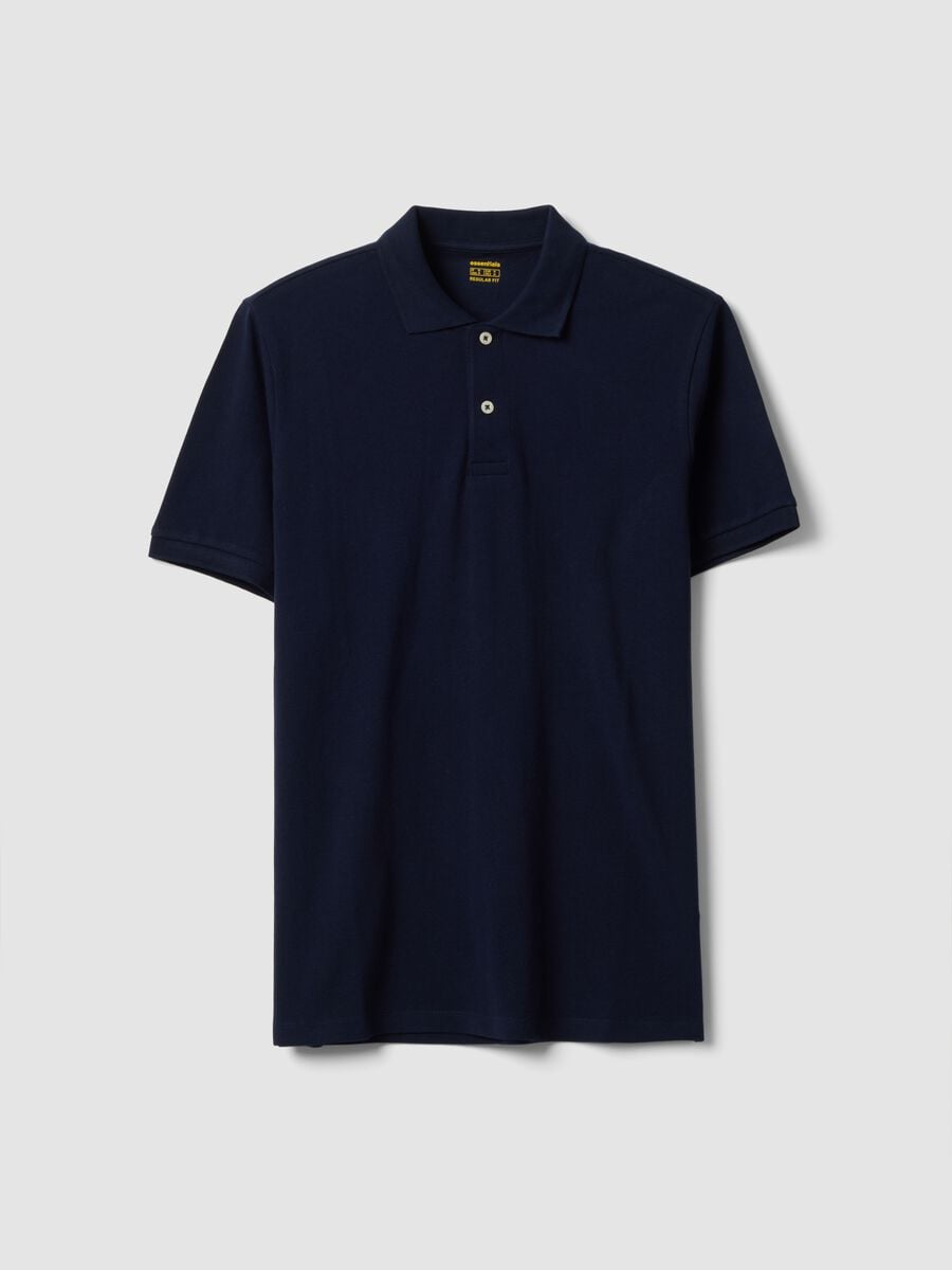 Blue pure cotton piqu&eacute; polo shirt with classic collar and regular fit_4