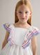 White pure cotton tank top with embroidered ruffle sleeves_0