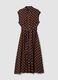 Brown midi dress in pure viscose with polka dots, regular fit_4