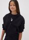 Short black pure cotton hoodie with crew neck for girls_0