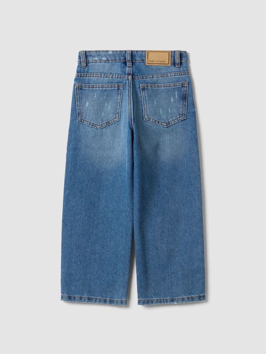 Jeans blu over fit in misto cotone e viscosa per bambino_1