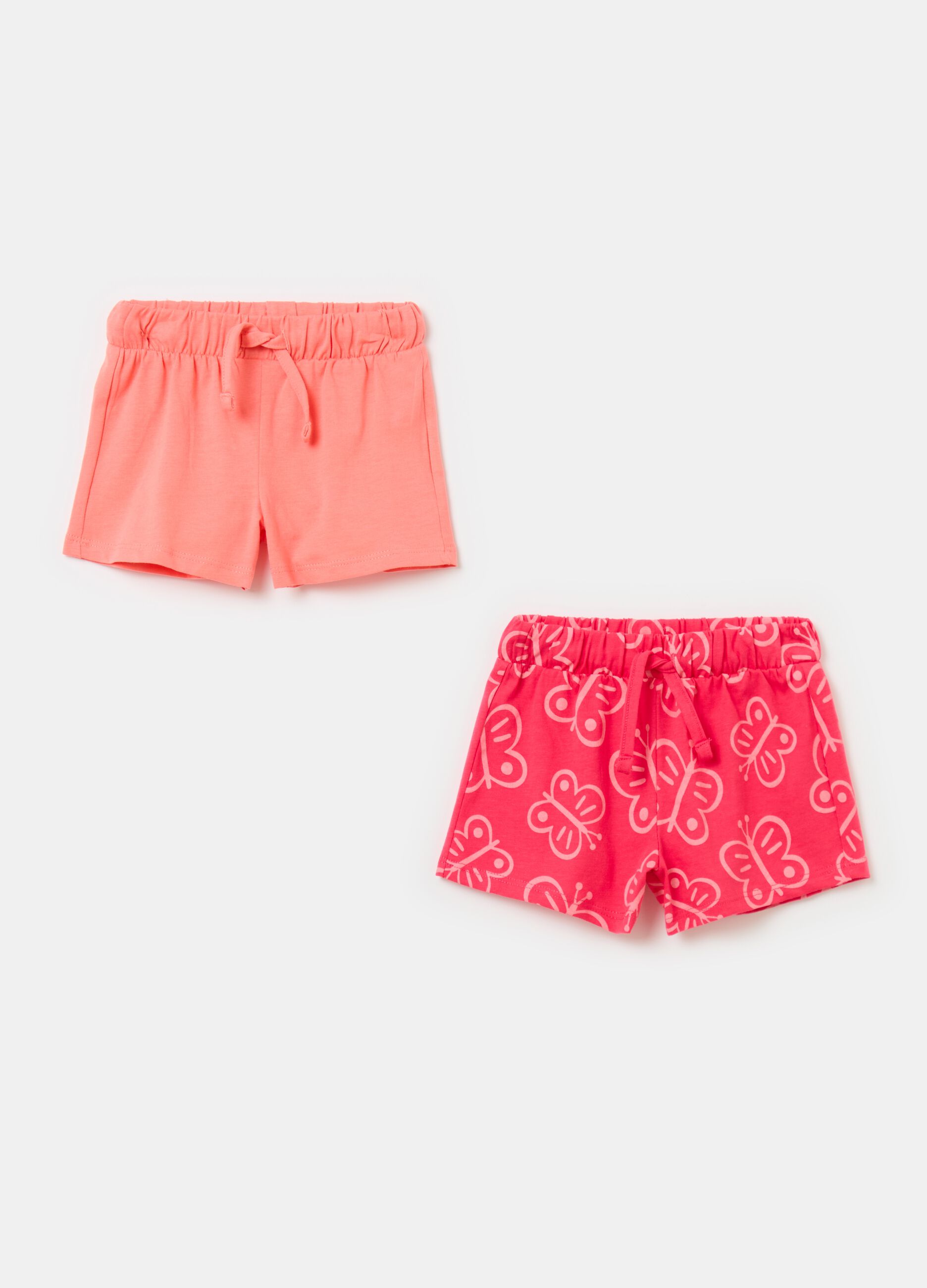 Two-pack shorts with drawstring and print