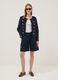 Casaco azul cropped em algod&atilde;o el&aacute;stico com bot&otilde;es decorativos, corte regular_1