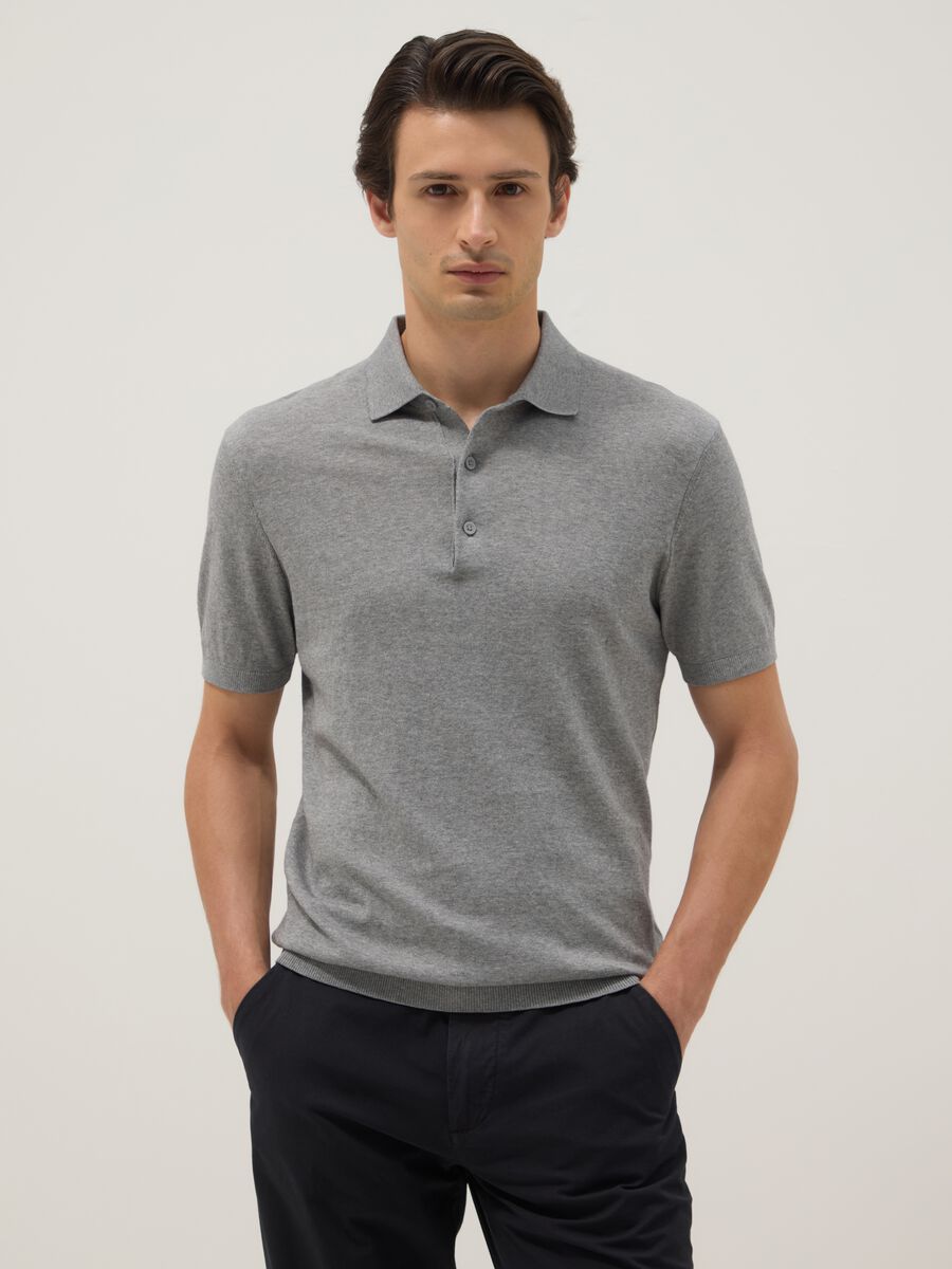 Grey pure cotton polo shirt regular fit_1