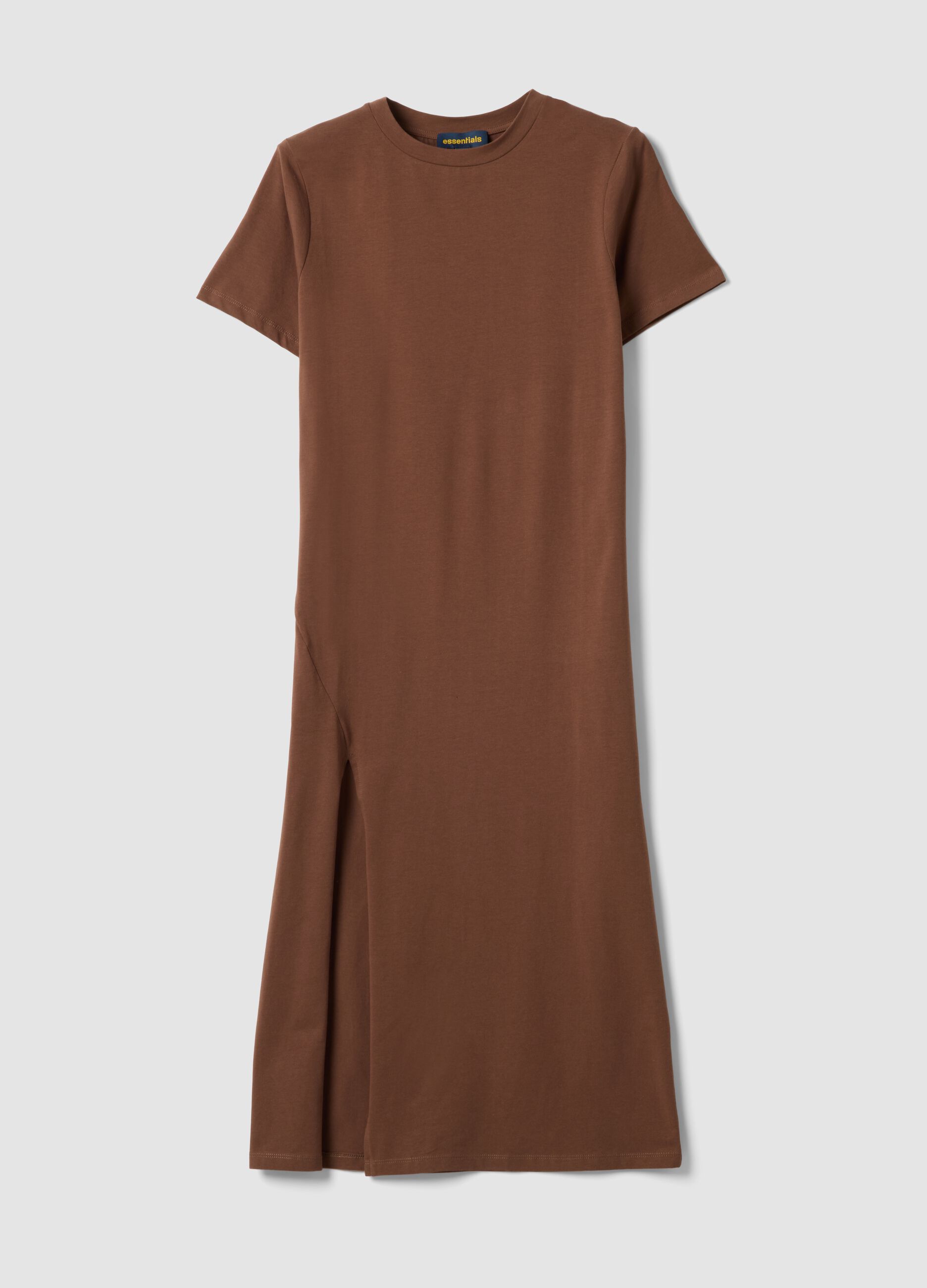 Braunes Midikleid aus Stretch-Baumwolle
