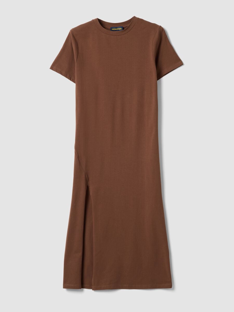 Brown midi dress in stretch cotton_4