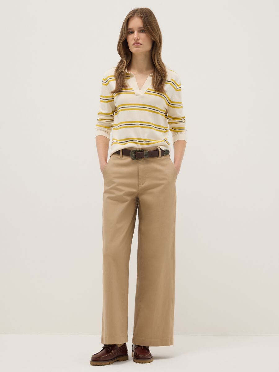 Regular Fit Multicolour Striped Jumper with Polo Collar_1