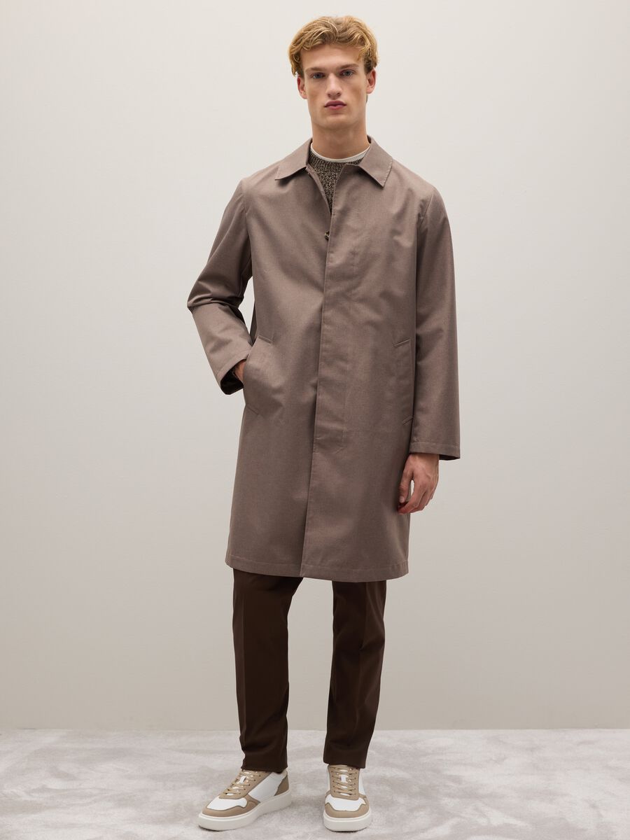 Brown trench coat with side pockets and zip_1