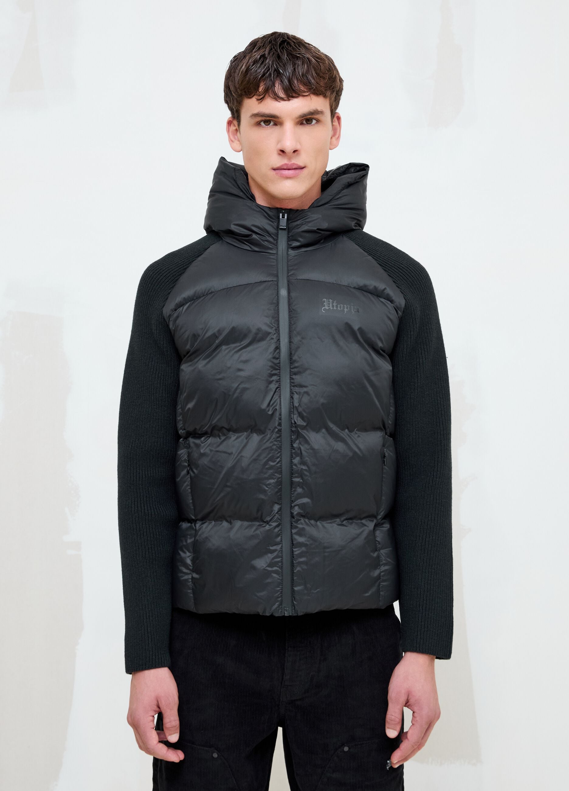Black Padded Knit Jacket