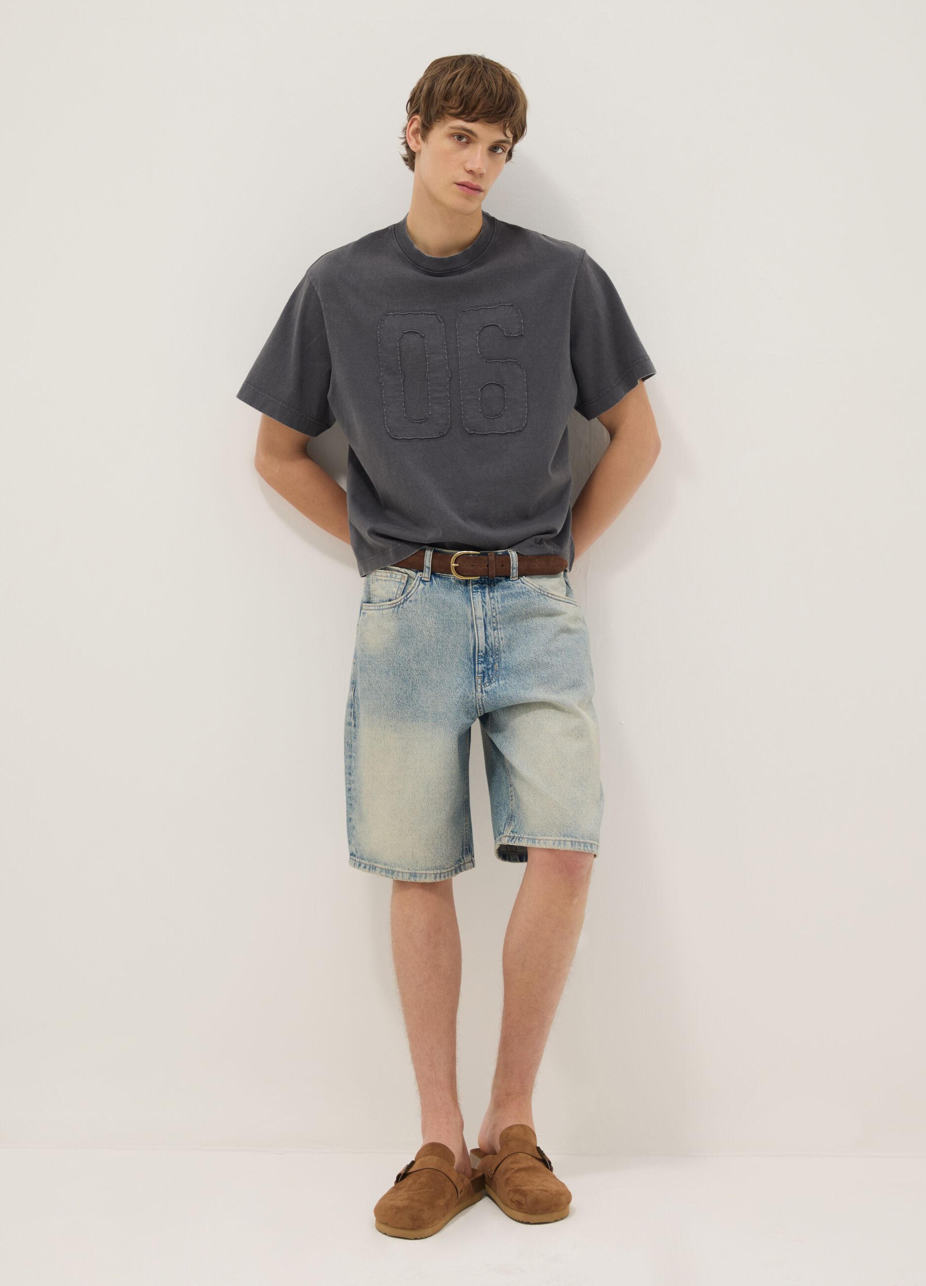 Pure Cotton Blue Denim Skater Fit Shorts