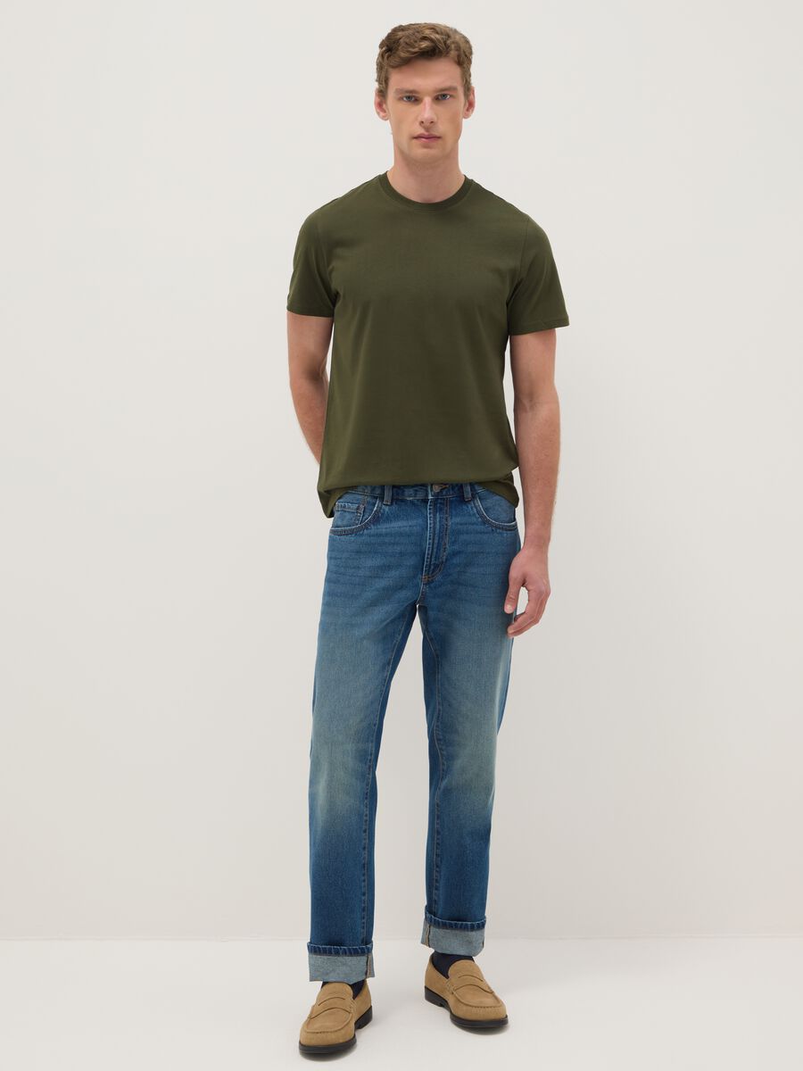 Green pure cotton regular fit T-shirt_1