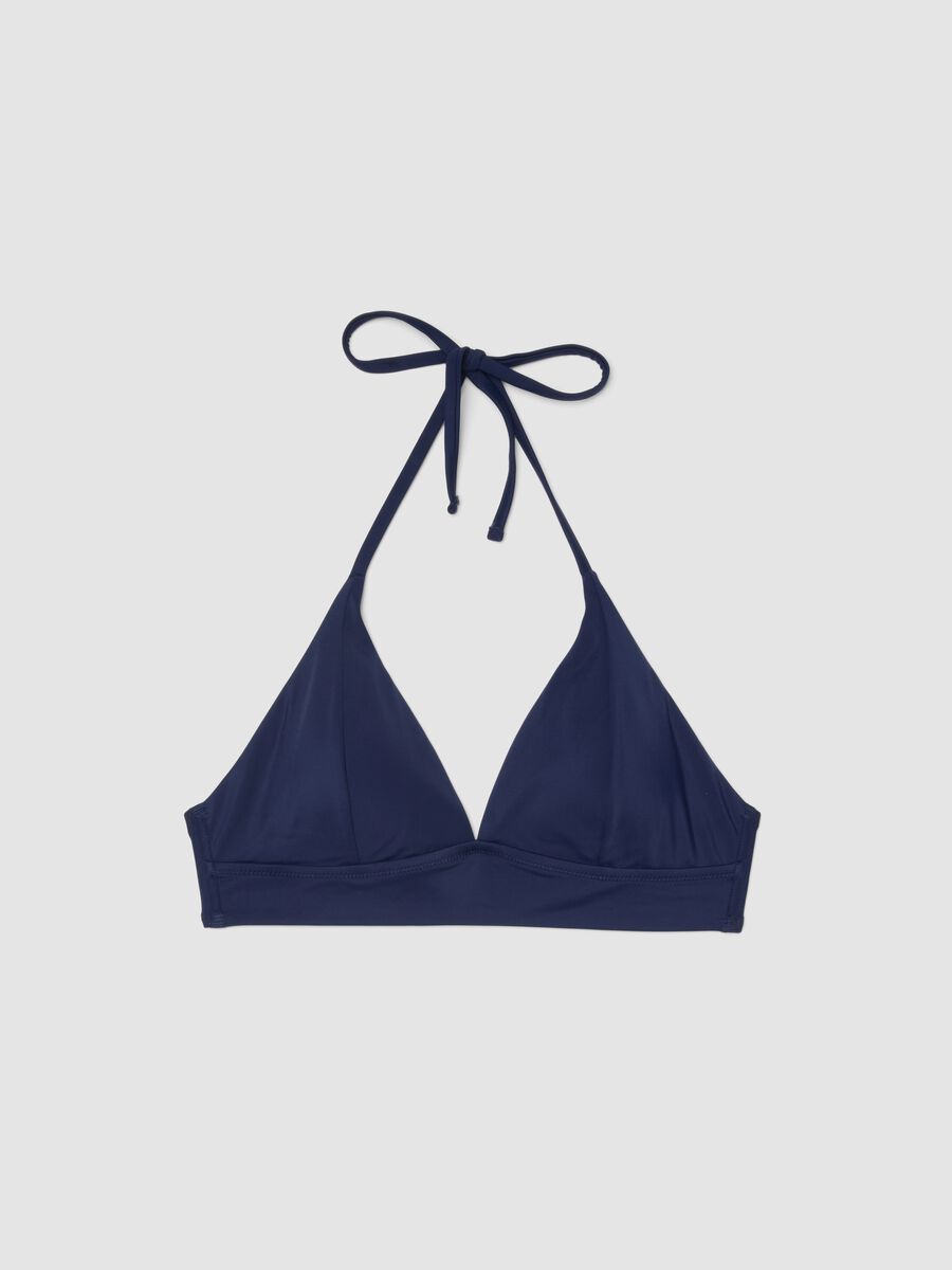 Blue stretch bikini top with adjustable ties_4
