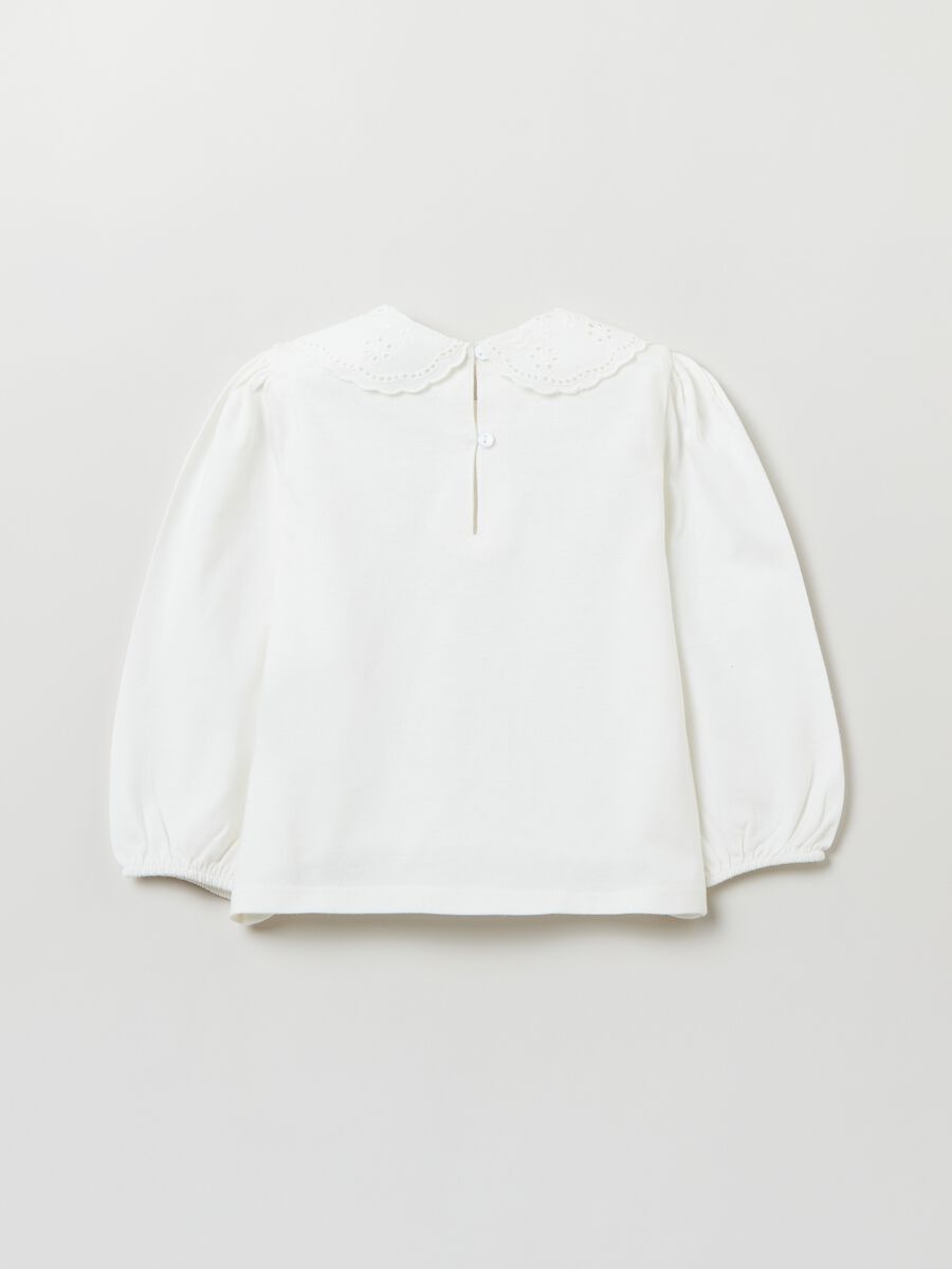 T-shirt with broderie anglaise and long sleeves_1
