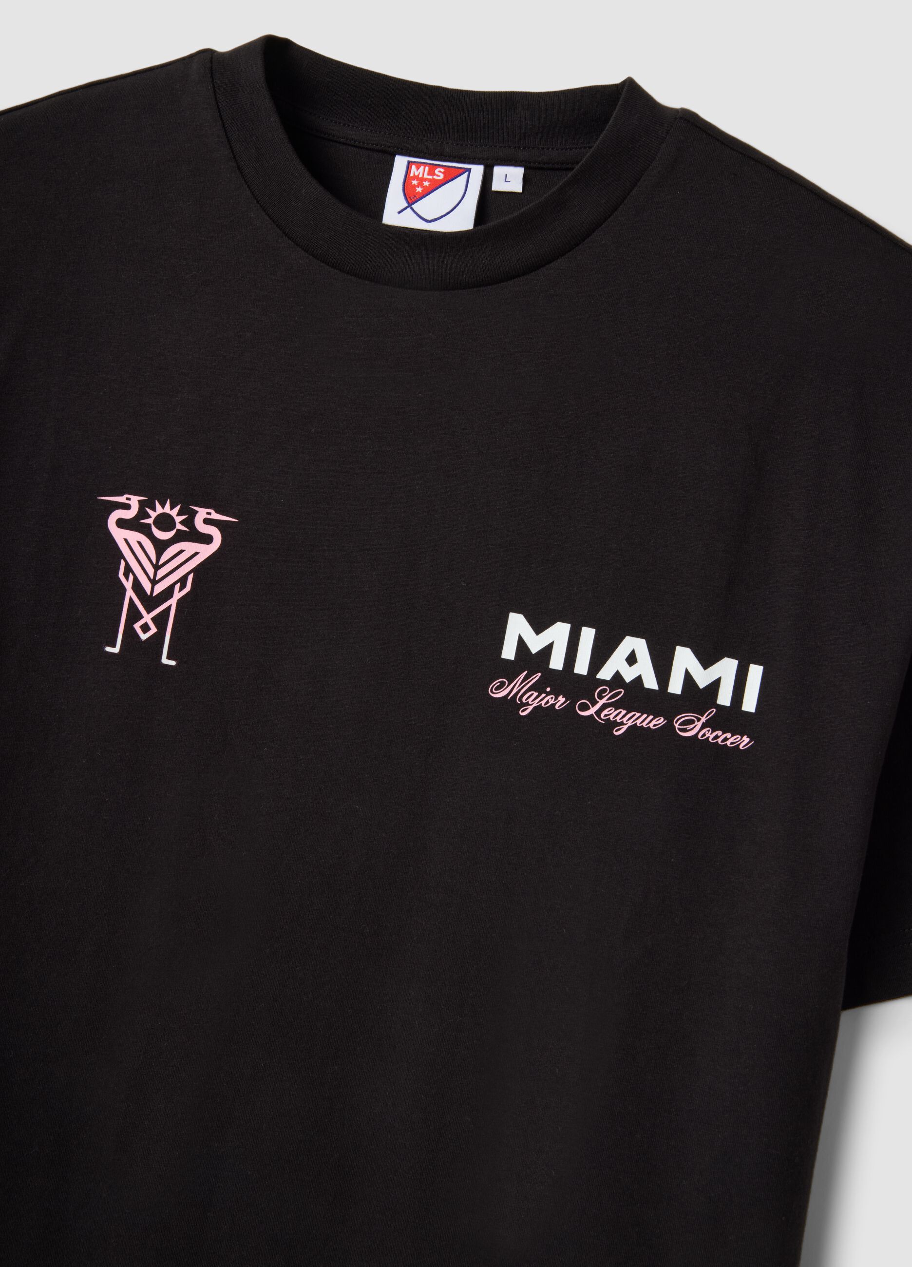Schwarzes T-Shirt aus reiner Baumwolle mit kurzen &Auml;rmeln und Regular Fit Inter Miami CF