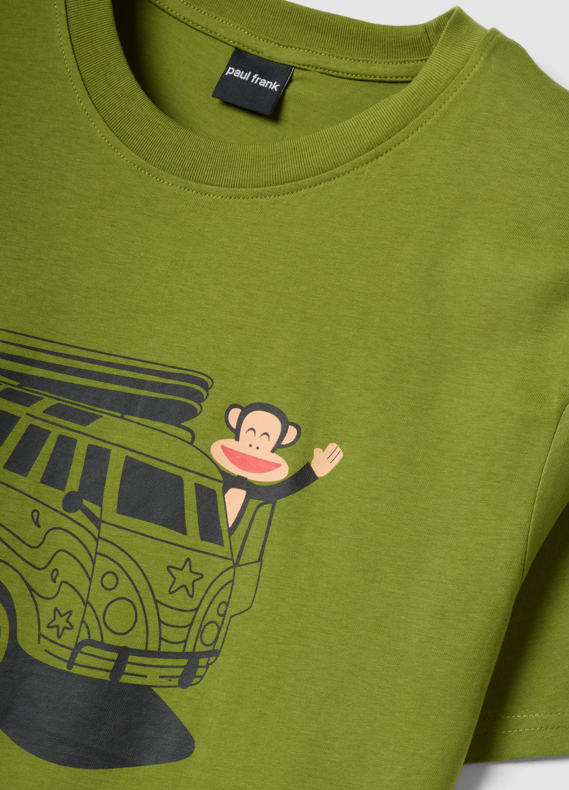 Gr&uuml;nes T-Shirt aus reiner Baumwolle mit Paul-Frank-Print, Regular Fit