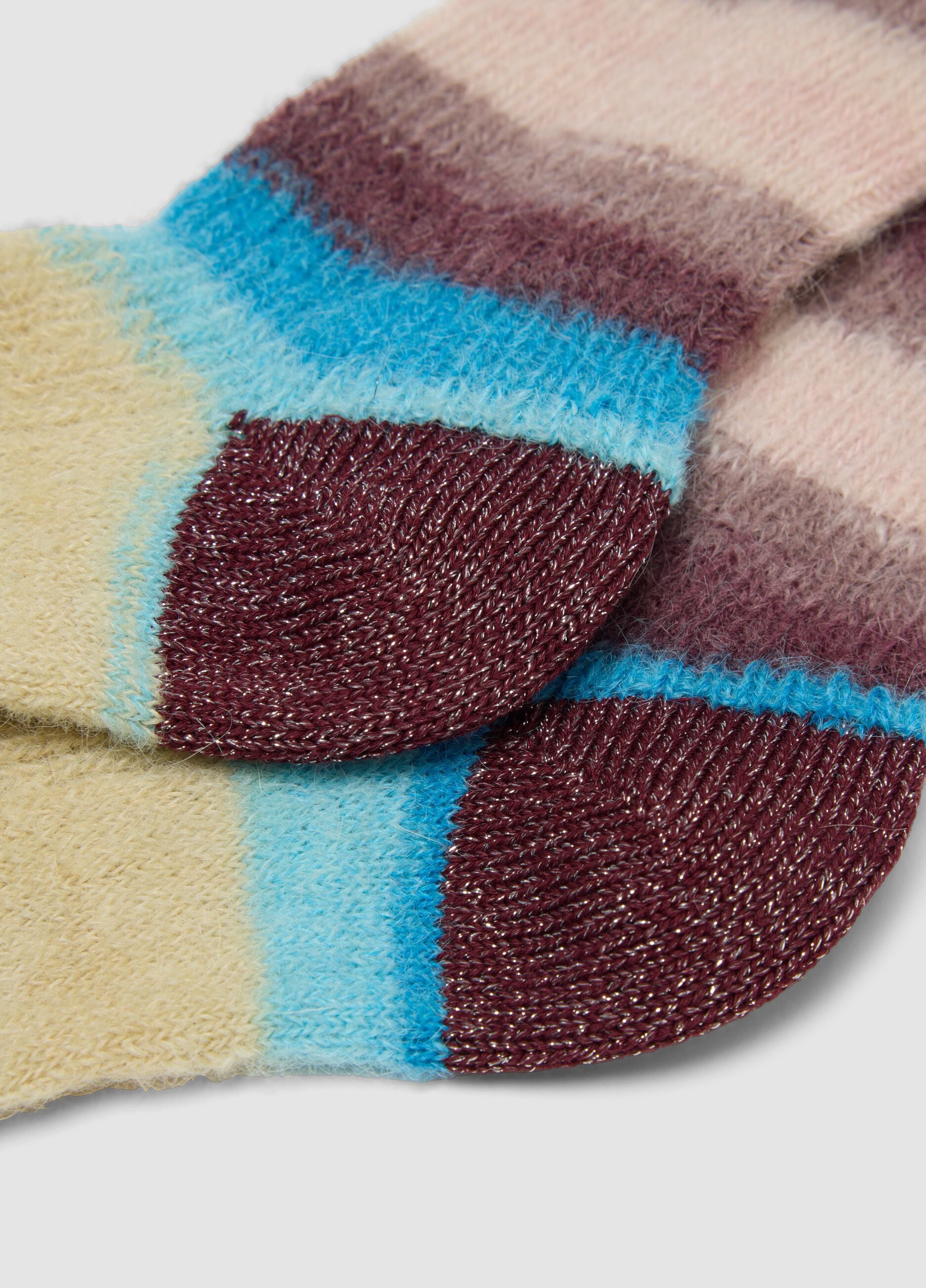 Multicolour striped mohair and stretch alpaca socks