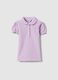 Polo in puro cotone viola da bimba regular fit con maniche arricciate_0