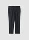 Charcoal grey slim-fit formal stretch cotton trousers_0