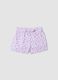 Shorts viola in puro cotone con fantasia floreale per bimba regular fit_0