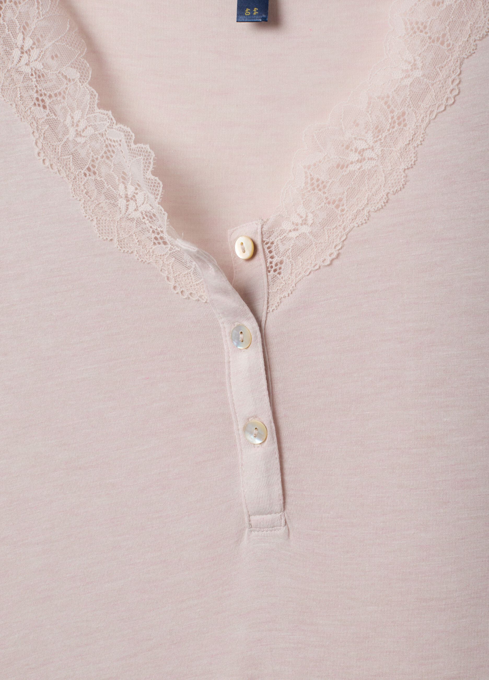 Pink pure viscose V-neck nightdress