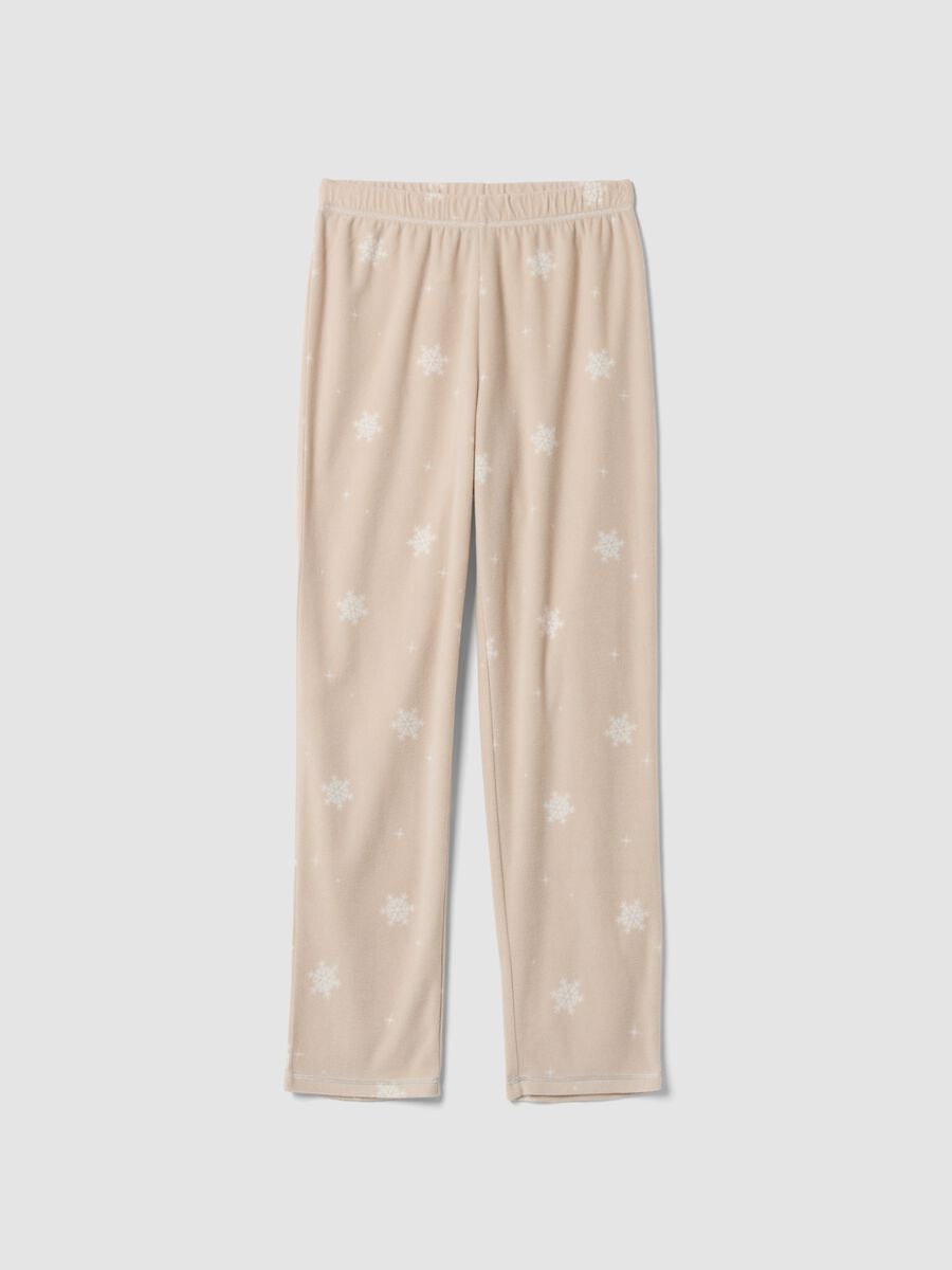 Beige marl regular-fit pyjama trousers with snowflake print_0