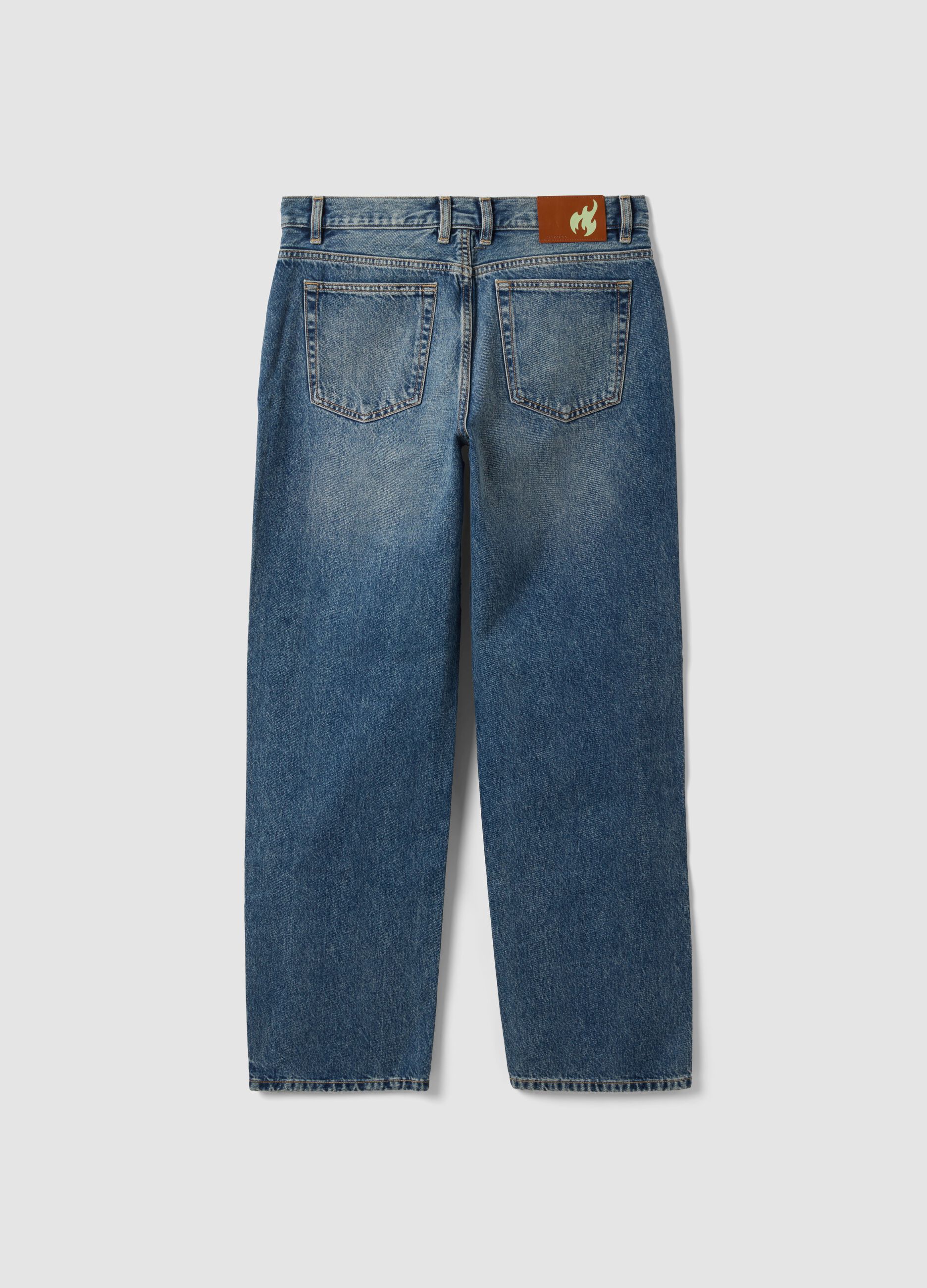 Blaue Denim-Jeans aus reiner Baumwolle im Loose Fit