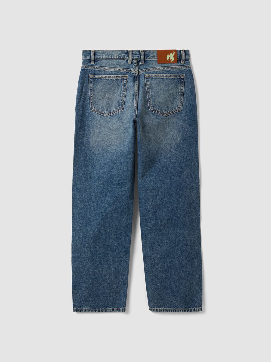 Blue denim jeans in pure cotton, loose fit_6