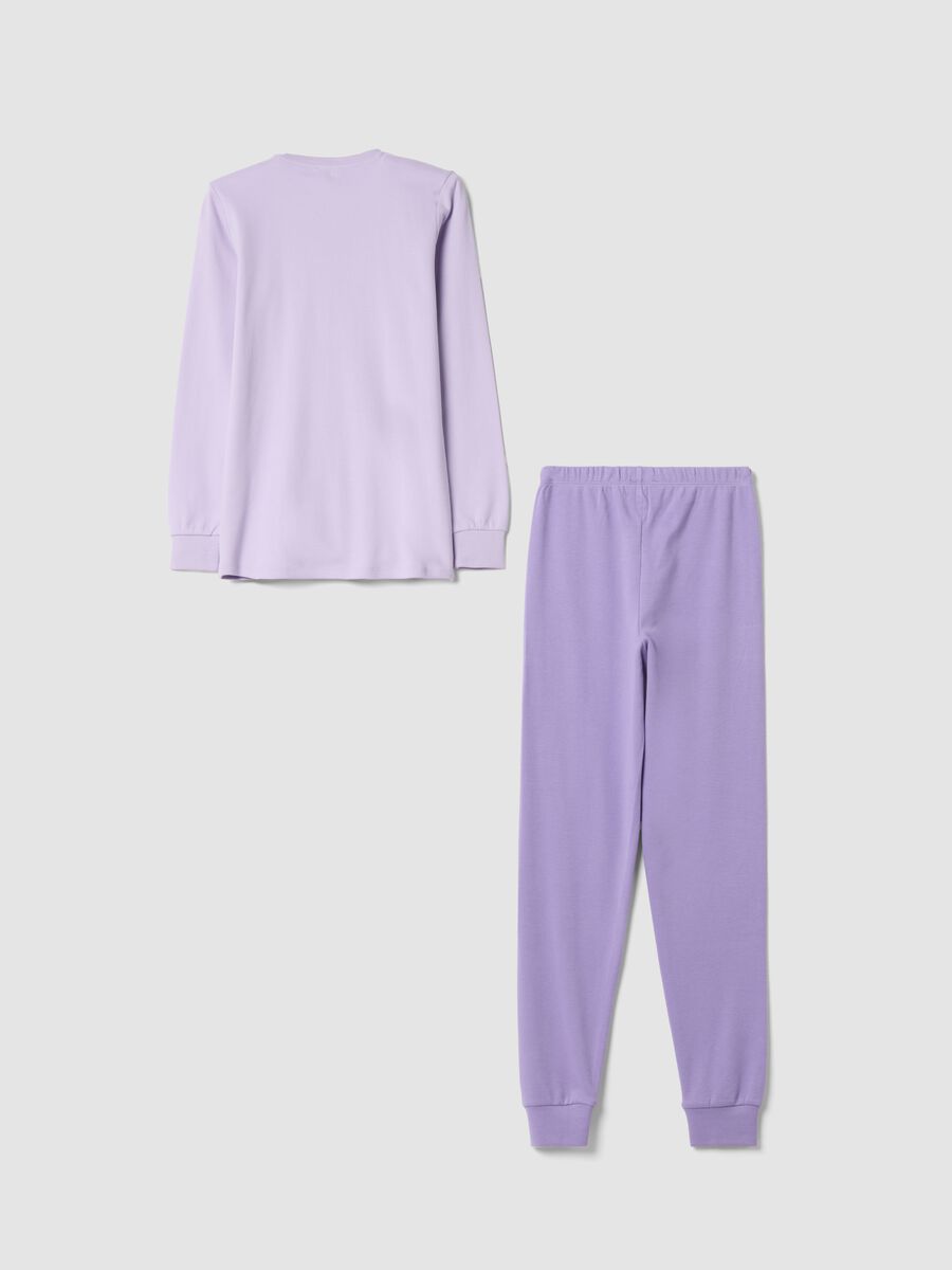 Purple pure organic cotton pyjamas with teddy print, regular fit_1