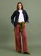 Red wide-leg cotton chino trousers with contrast side stripes_0
