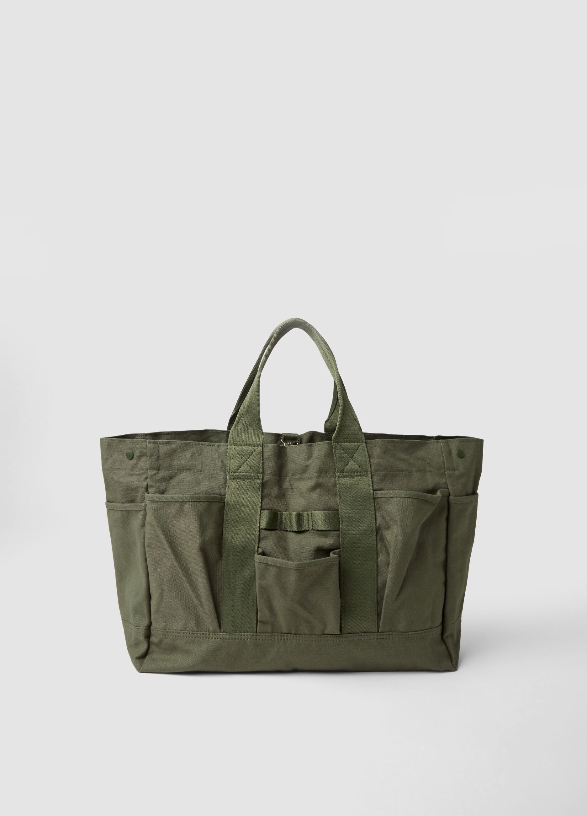 Green pure cotton sports bag with external pockets