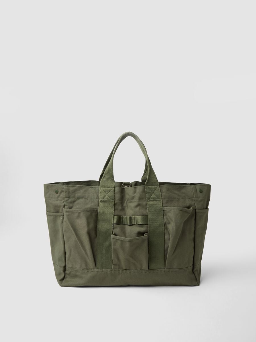 Green pure cotton sports bag with external pockets_0