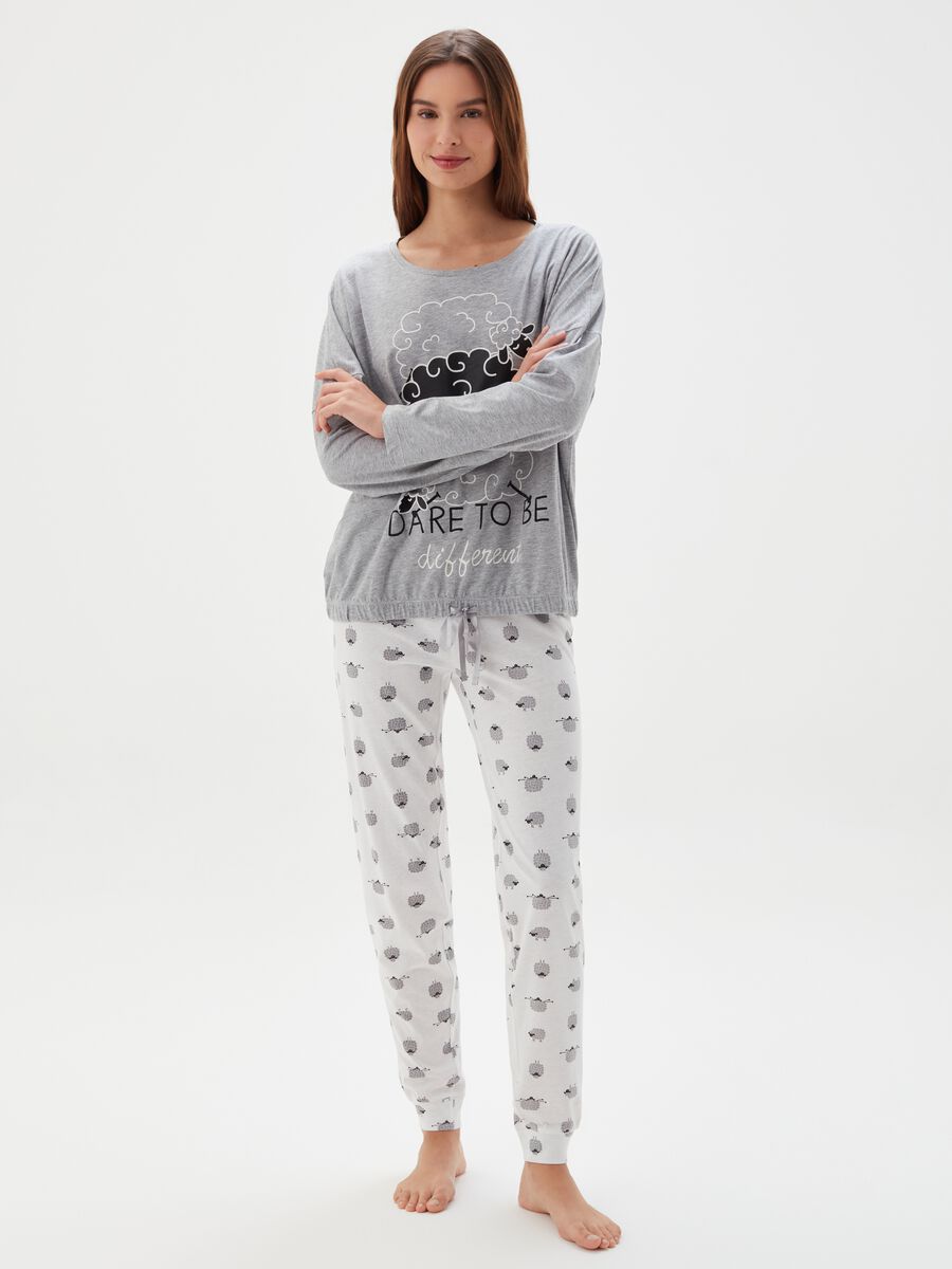 Pijama de algodón con estampado ovejas_0