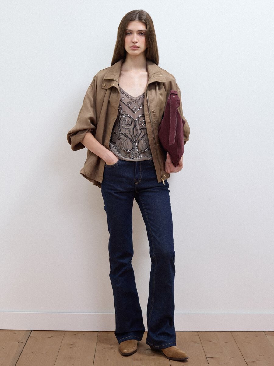 Blue stretch-cotton bootcut jeans_0