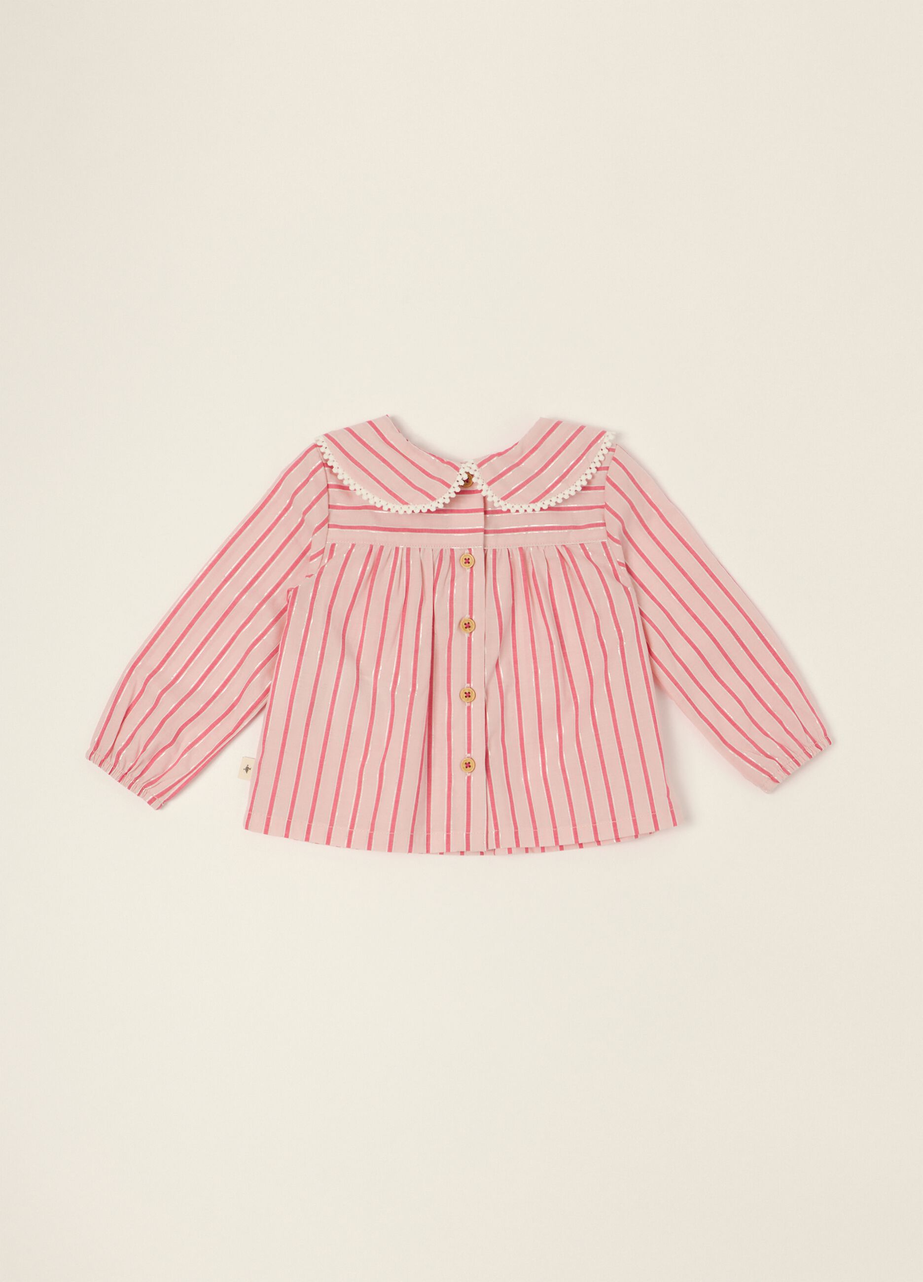 T-shirt &agrave;s riscas multicolor em mistura de algod&atilde;o para beb&eacute; menina