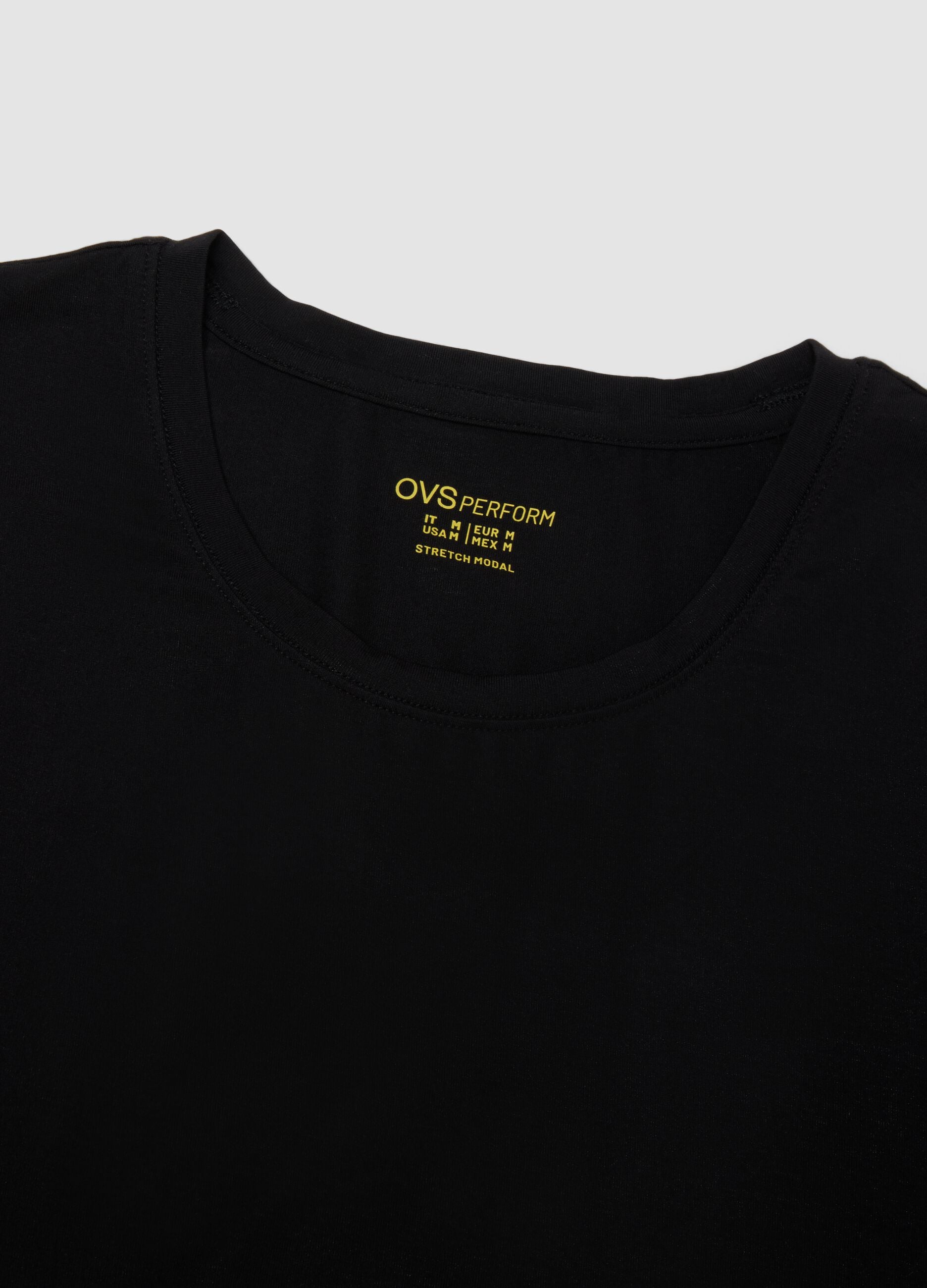 Black stretch modal crew-neck T-shirt