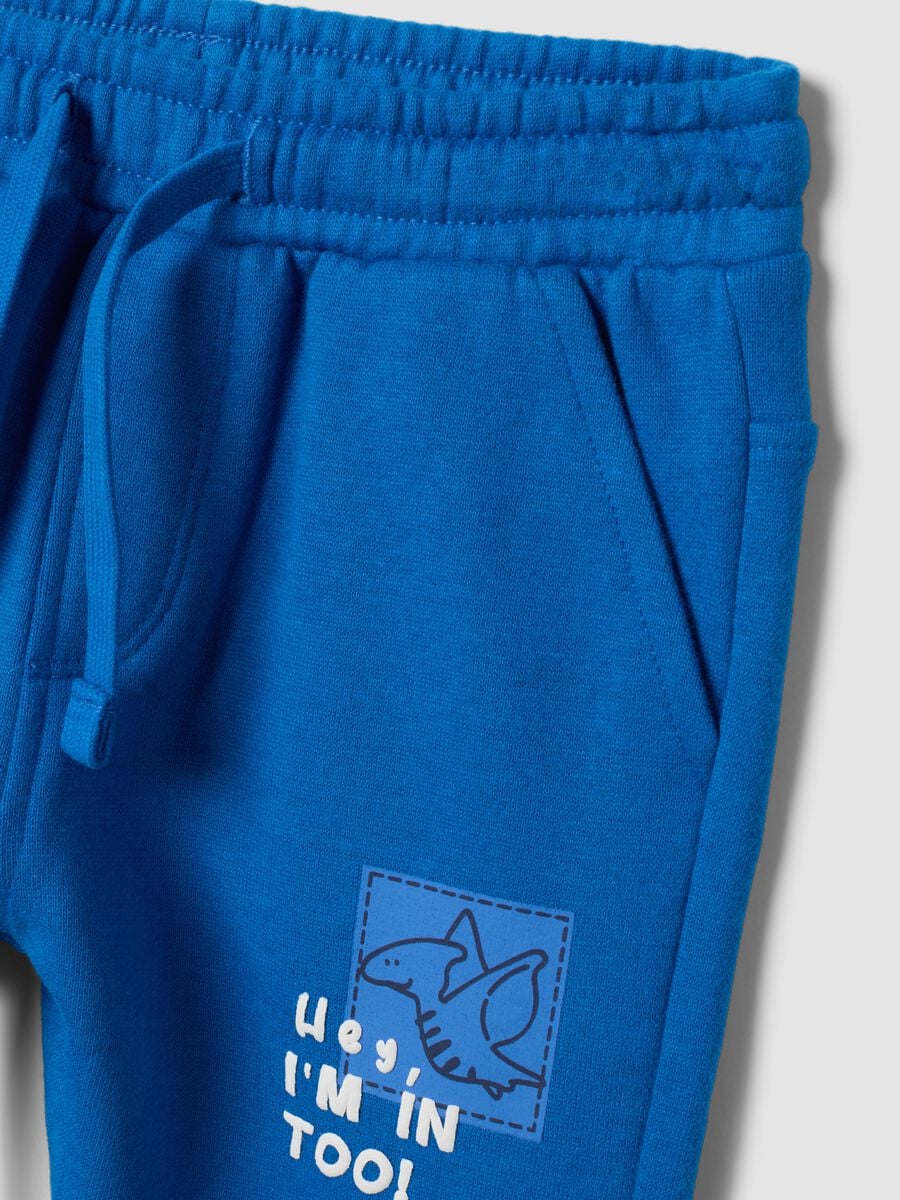 Completo jogging blu in puro cotone con stampa dinosauri over fit_3