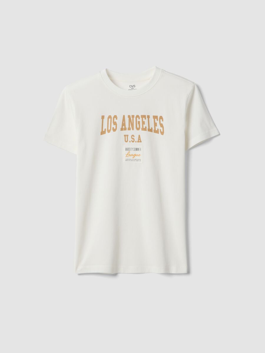 White pure cotton boy's t-shirt regular fit with print_3