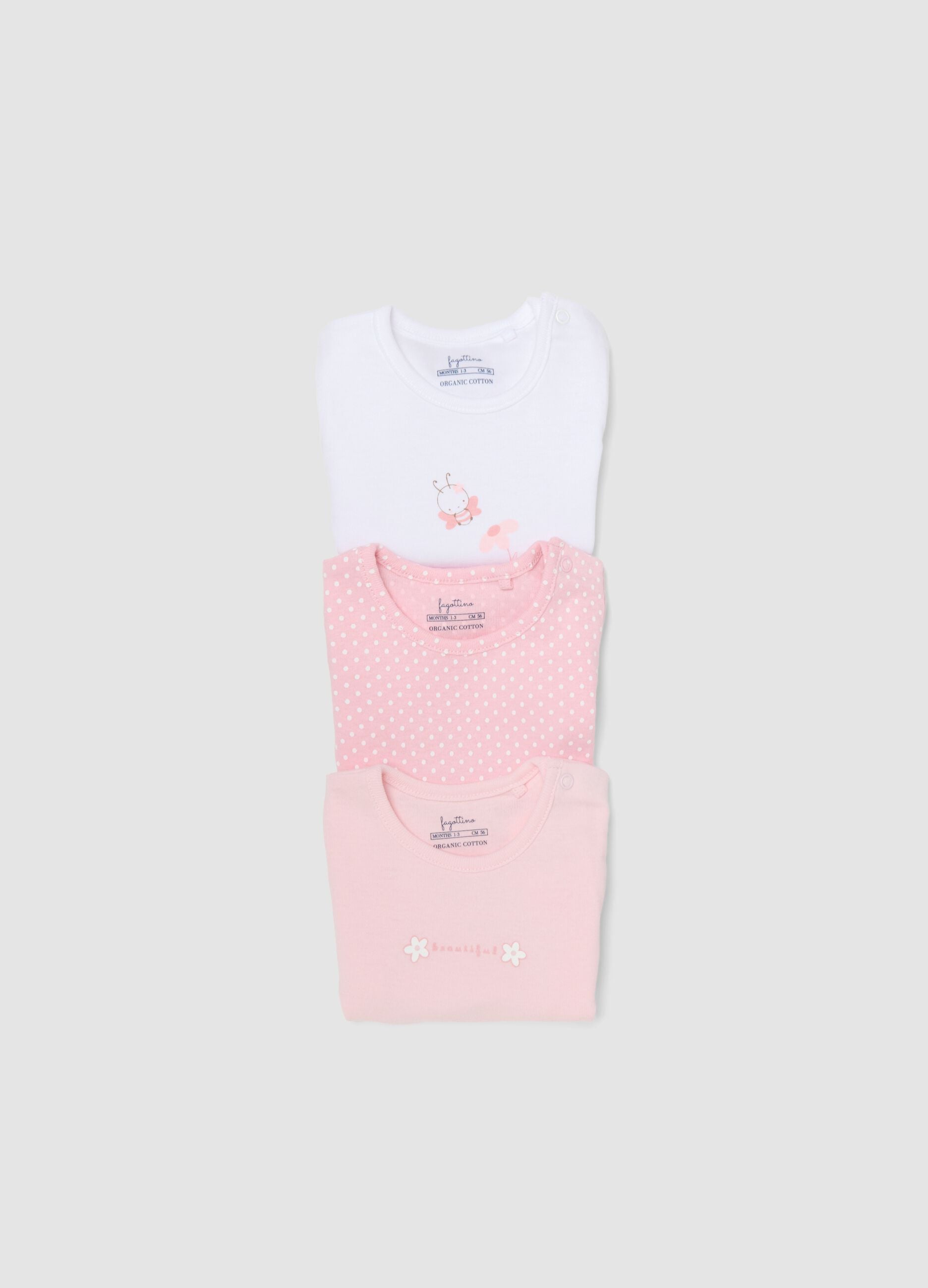 Multicolour pure cotton baby bodysuits tripack
