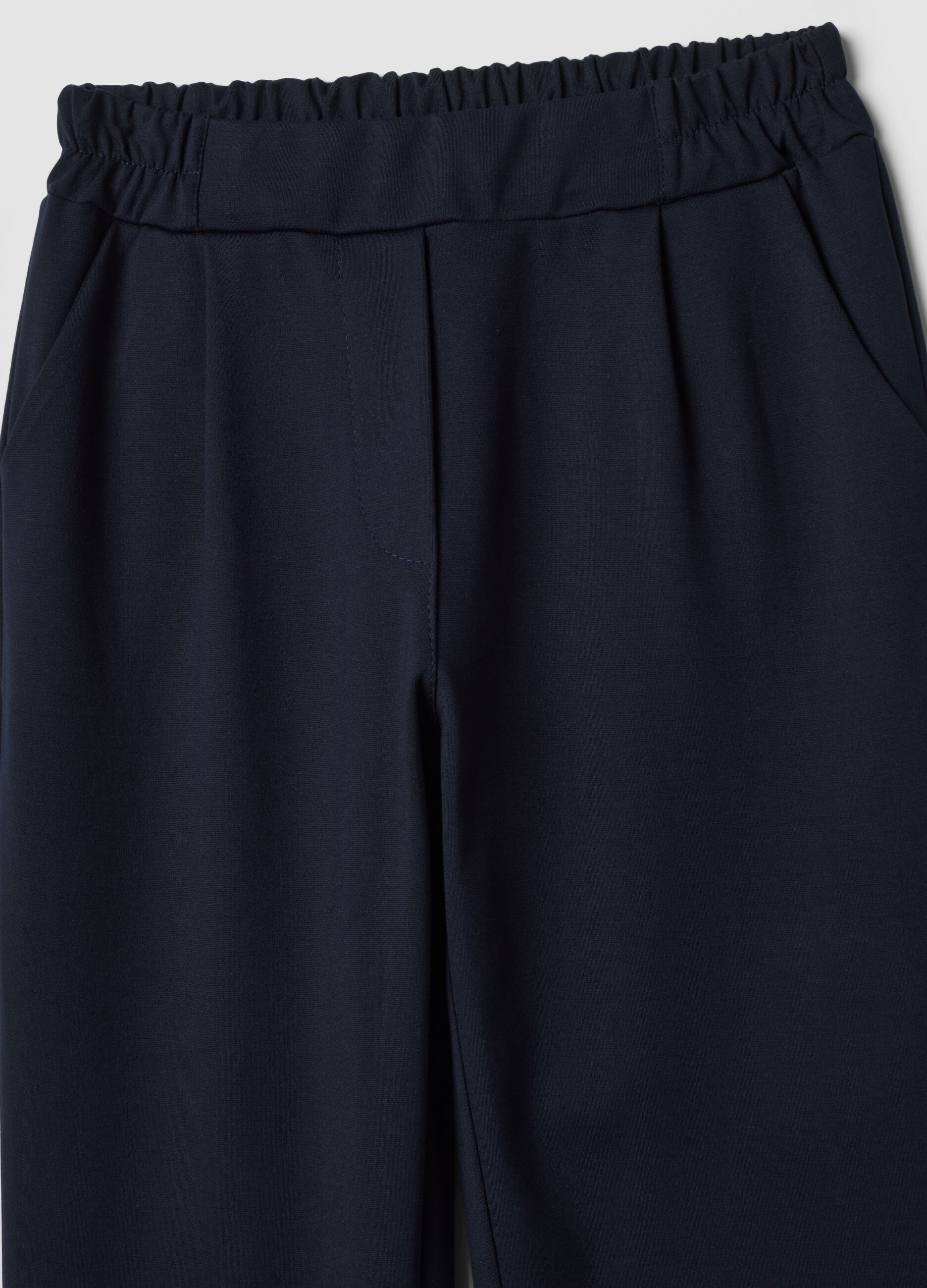 Navy blue stretch viscose regular-fit trousers