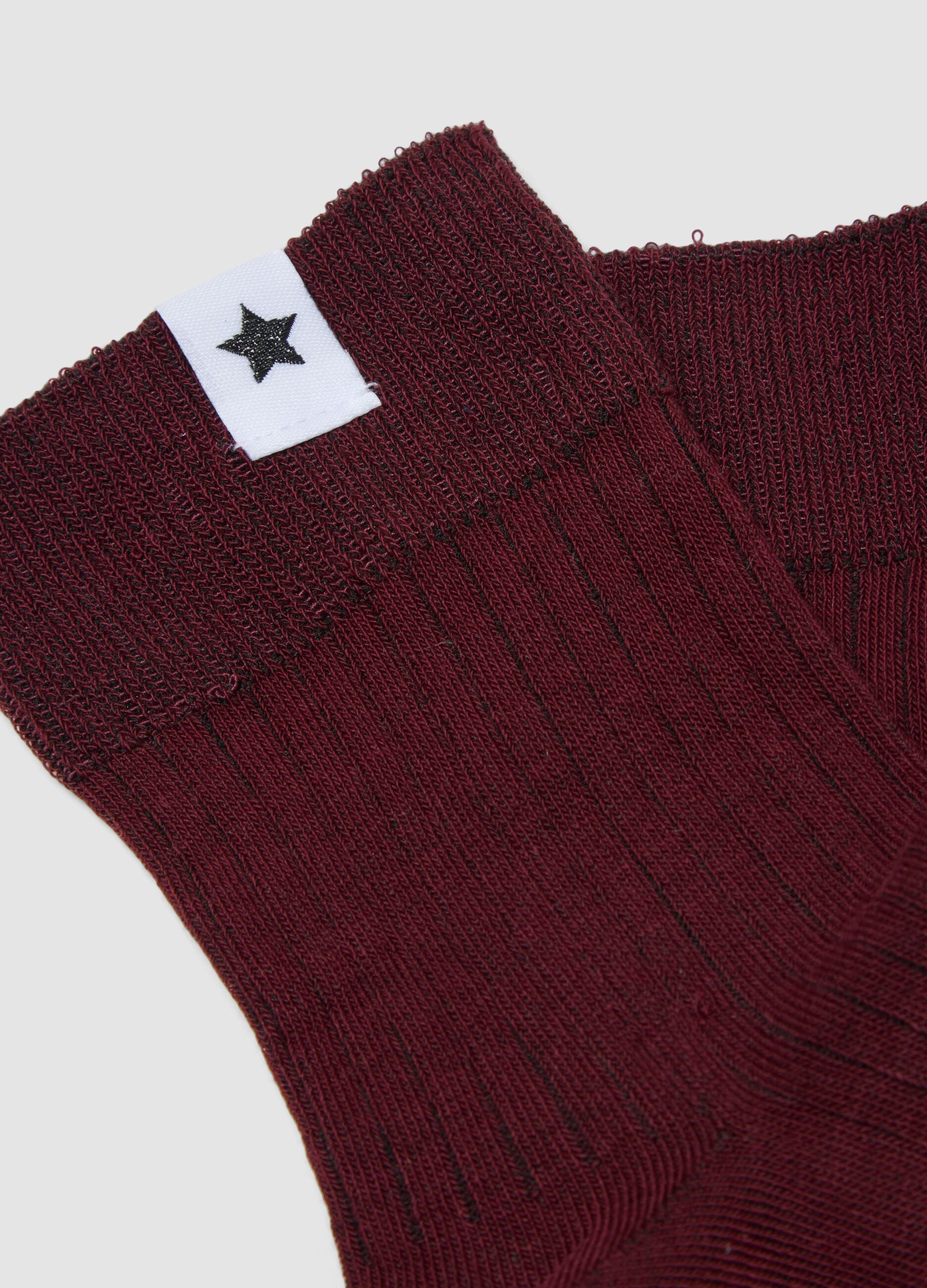Red ribbed stretch-cotton socks