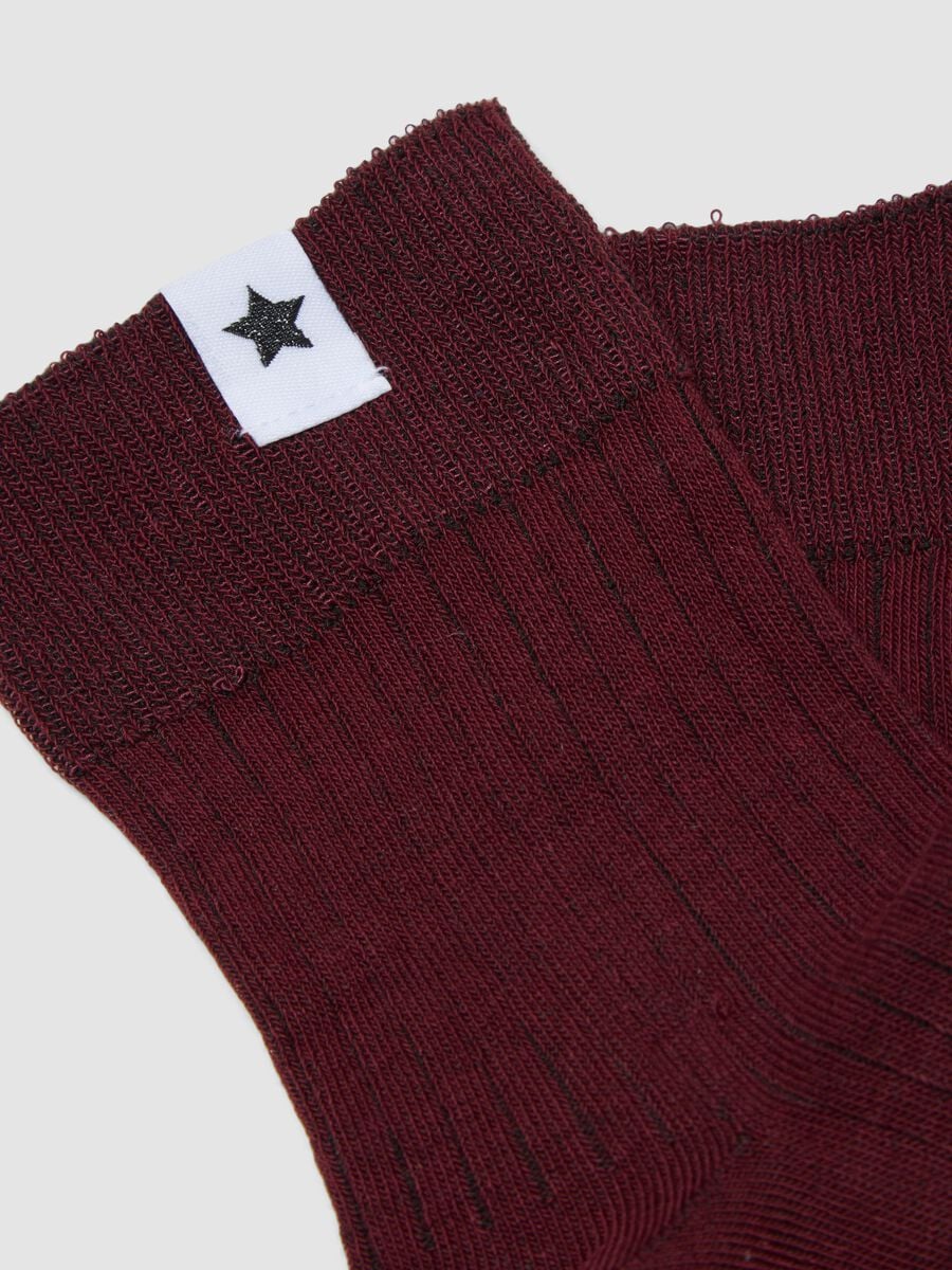 Red ribbed stretch-cotton socks_1