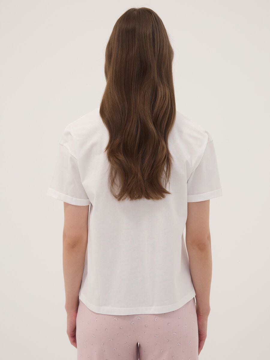 White organic cotton pyjama T-shirt with front slogan_3